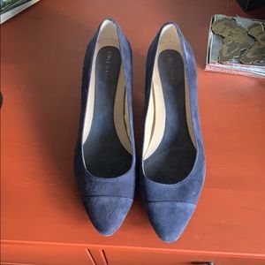 Cole Haan Marine Blue Suede Go-To Block Heel Pump